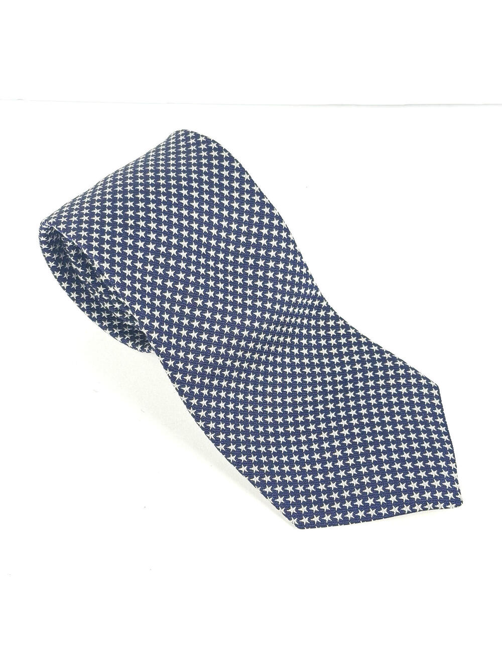 Brooks Brothers Makers Navy Blue Star Woven Pattern Silk Neck Tie
